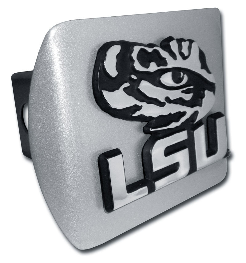 LSU Black Hitch Cover with Chrome Logo Emblem