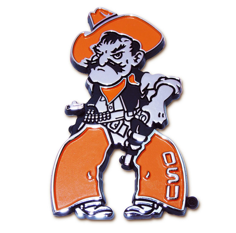 Oklahoma State Pistol Pete Chrome Emblem | Elektroplate